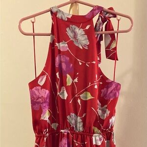 Banana Republic Womens Floral Maxi Dress Halter Sleeveless Red Size M